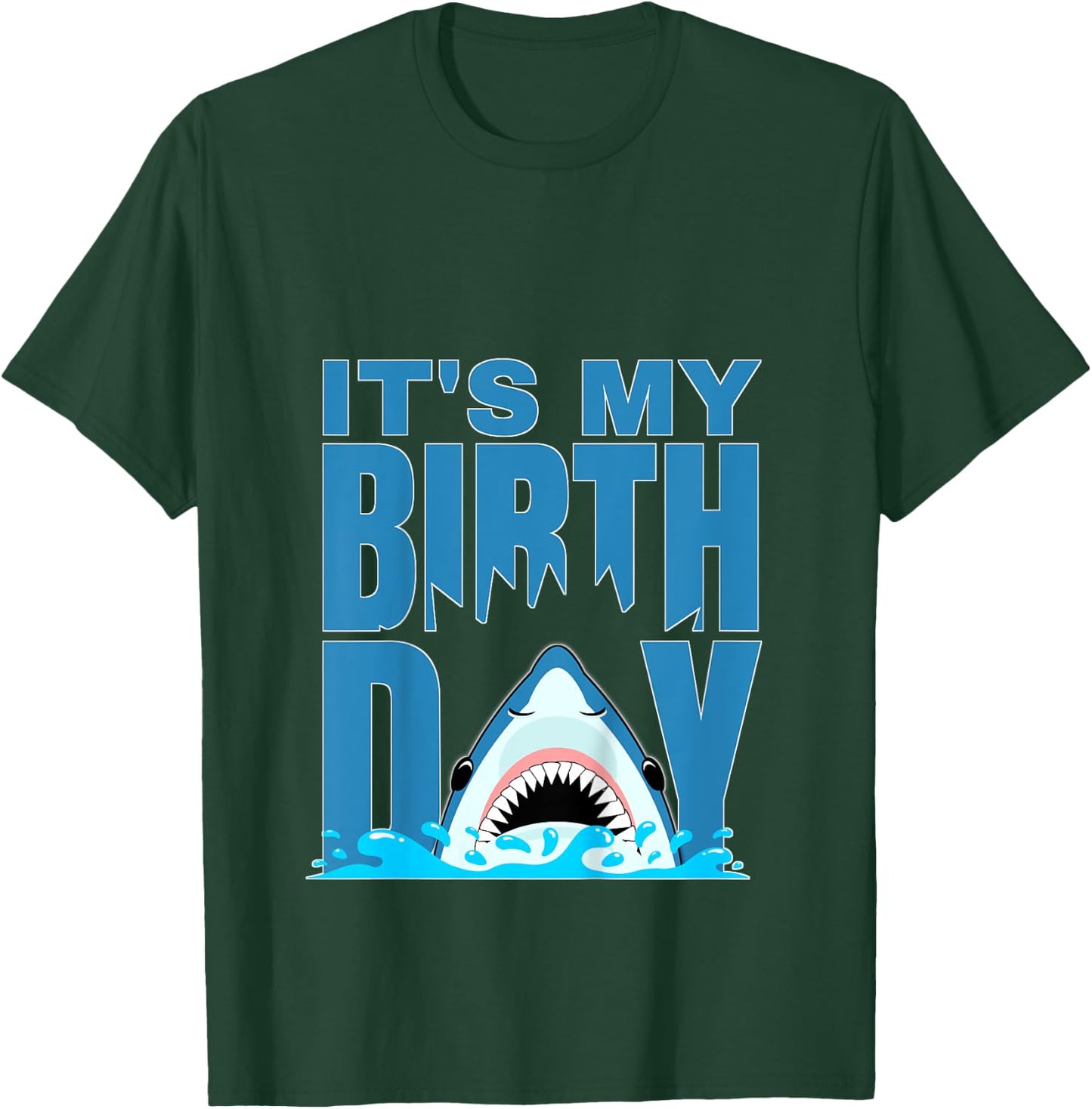 Blue Shark Birthday Shark Bite Its My Birthday Girls Boys T-Shirt - T-Shirt | Forest