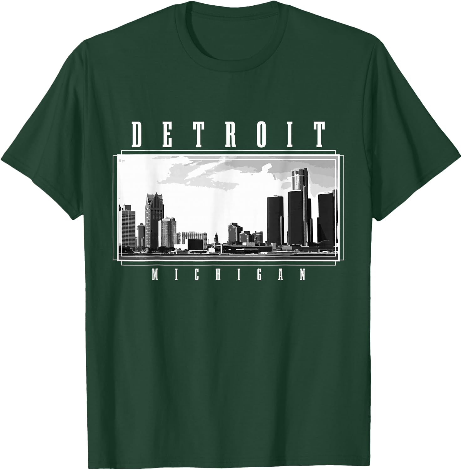 Detroit Skyline Michigan Pride Vintage Detroit T-Shirt - T-Shirt | Forest