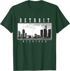 Detroit Skyline Michigan Pride Vintage Detroit T-Shirt - T-Shirt | Forest