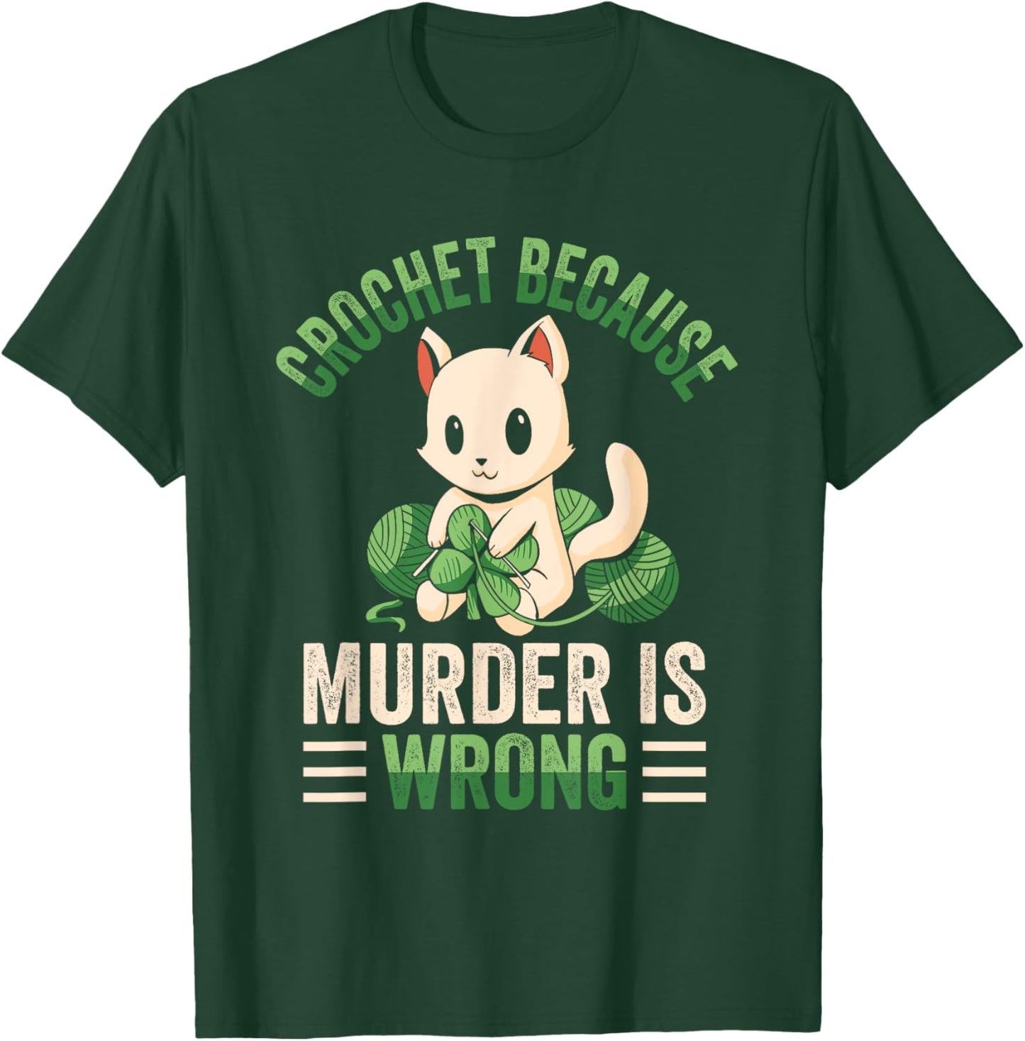 Crochet Because Murder Is Wrong Unicorn Crocheting T-Shirt - T-Shirt | Forest