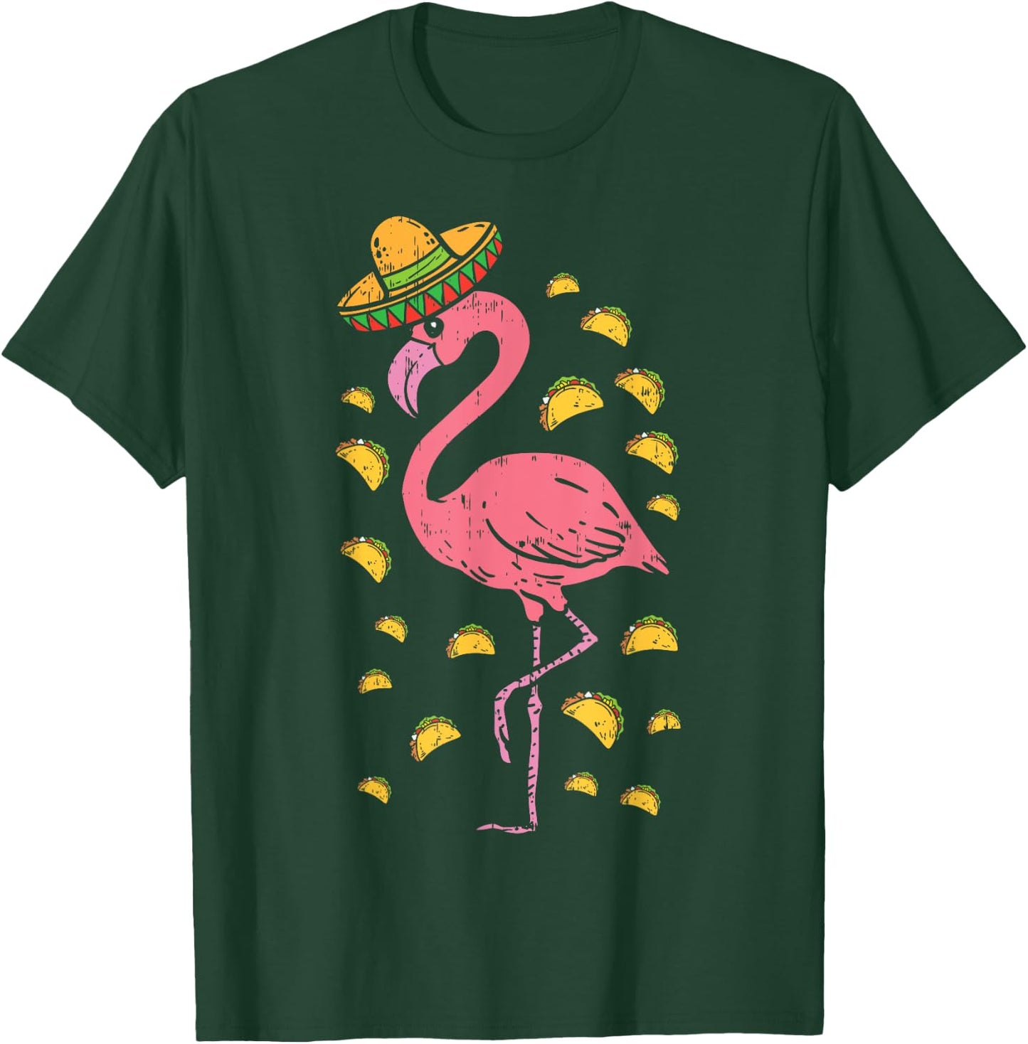 Flamingo Sombrero Tacos Cinco De Mayo Fiesta Mexican T-Shirt - T-Shirt | Forest