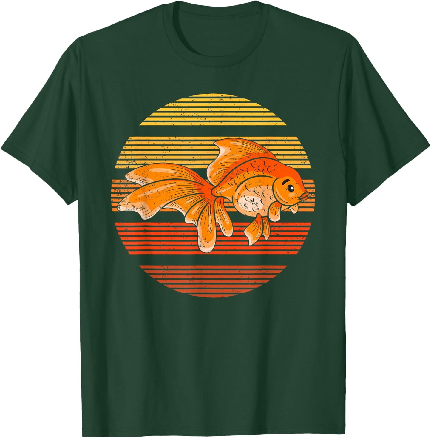 Vintage Retro Goldfish Gift Goldfish Fish Lover - Kids Black Cartoon Classic Retro Distressed Novelty - Small T-Shirt - T-Shirt | Forest