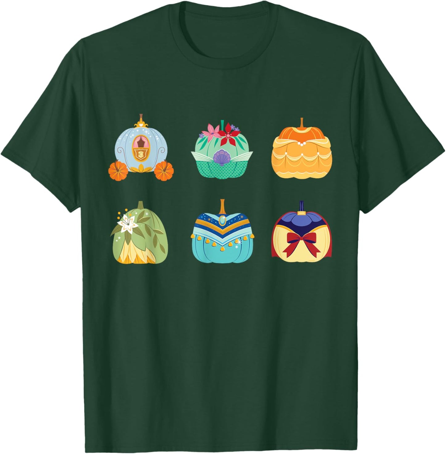 Disney Princess Pumpkins Fall Autumn Six Pumpkin Princesses T-Shirt - T-Shirt | Forest