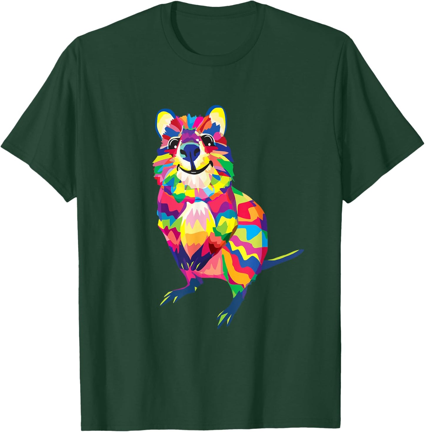 Australian Quokka Marsupial Geometric Happy Animal T-Shirt - T-Shirt | Forest