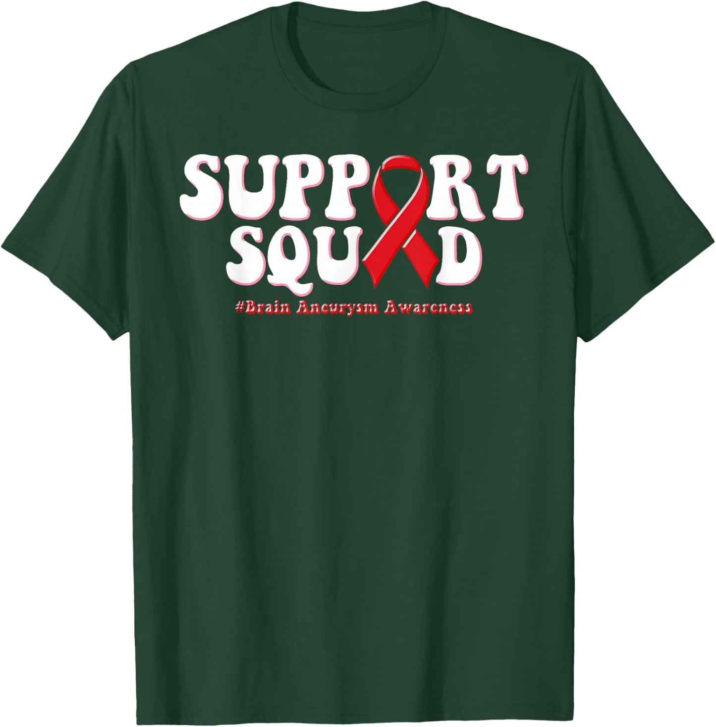 Retro Groovy Support Squad Brain Aneurysm Awareness T-Shirt - T-Shirt | Forest