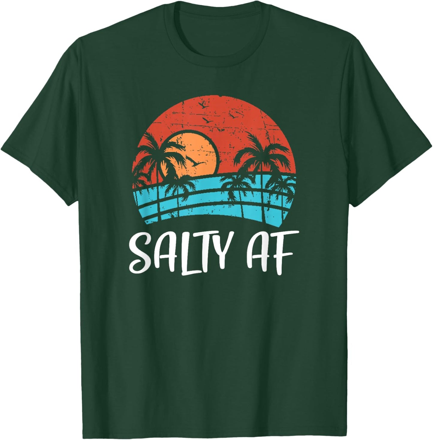 Salty AF Ocean Sunset - Tropical Vacation Saltwater Beach Men Women T-Shirt - T-Shirt | Forest