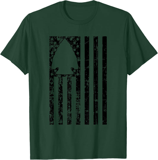 Arrowhead Collector American Flag Arrowhead Hunting T-Shirt - T-Shirt | Forest