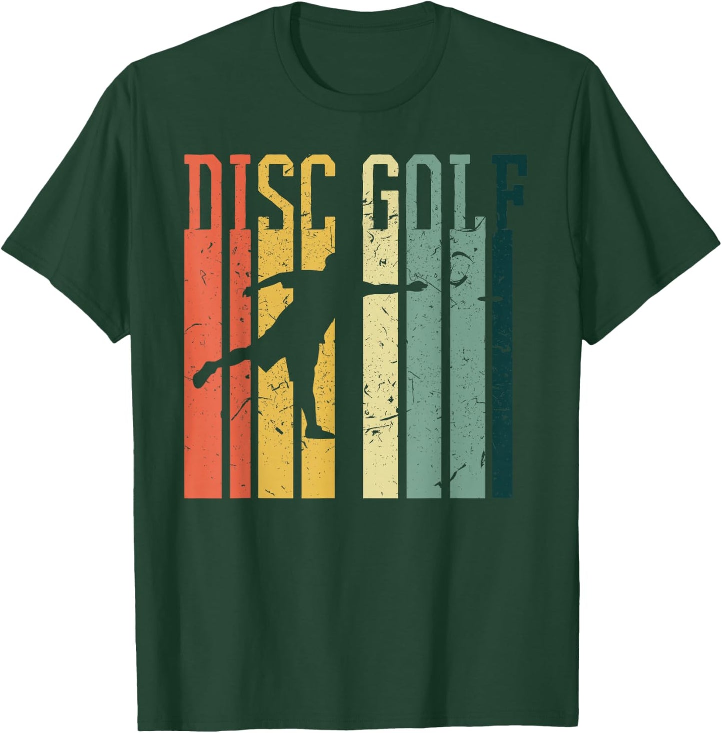 Cool Vintage Style Disc Golf Design Designs Retro Disc Golf Silhouette | Vintage Frisbee Lover -Adults, Kids Black Short Sleeve T-Shirt - T-Shirt | Forest