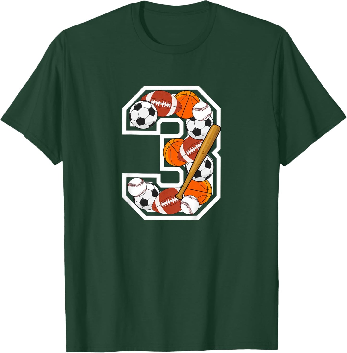 Kids 3rd Birthday Sports Birthday Party 3 Year Old Boy T-Shirt - T-Shirt | Forest