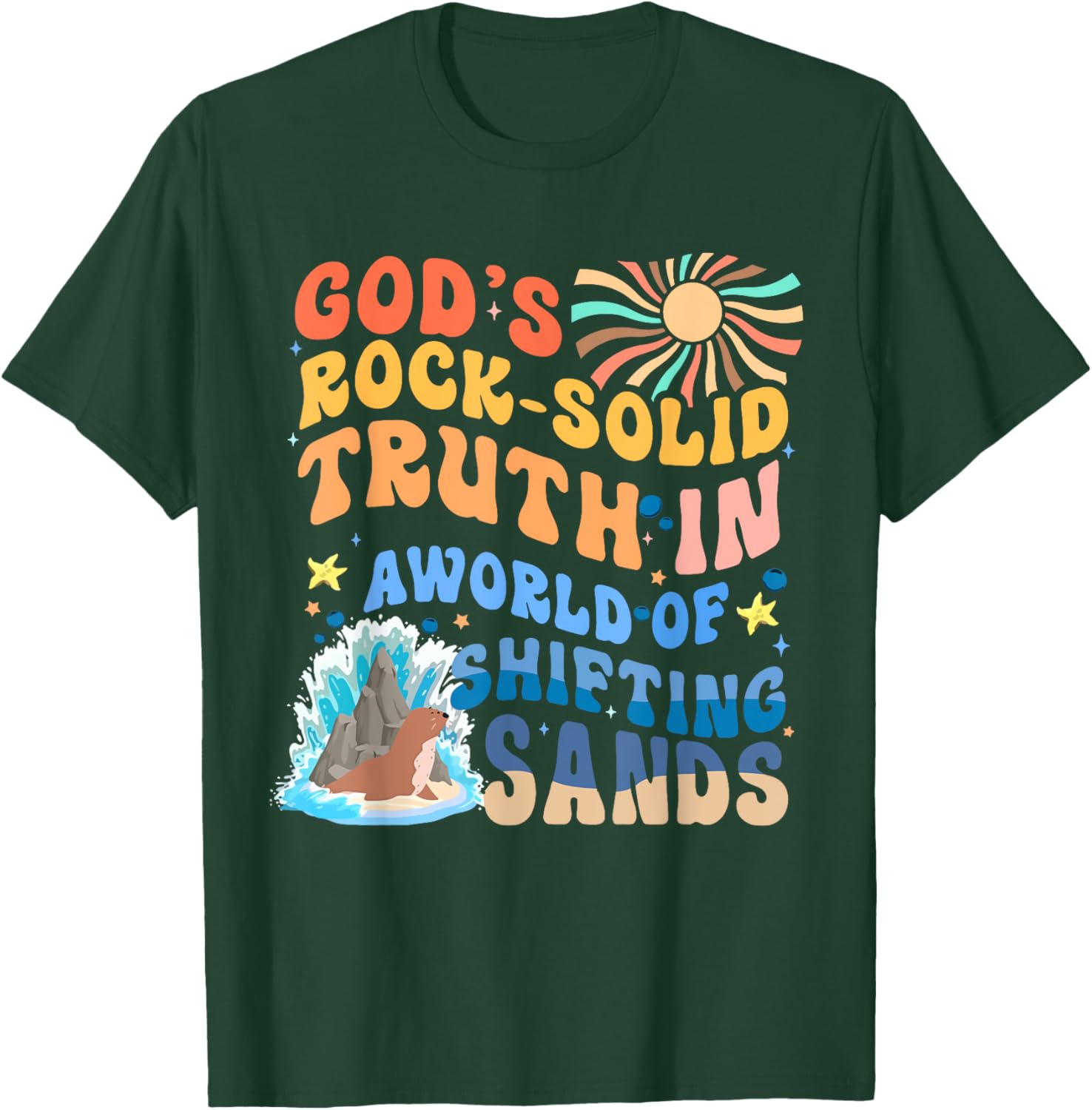 God's Rock Solid Breaker Rock Beach VBS 2026 Christian T-Shirt - T-Shirt | Forest