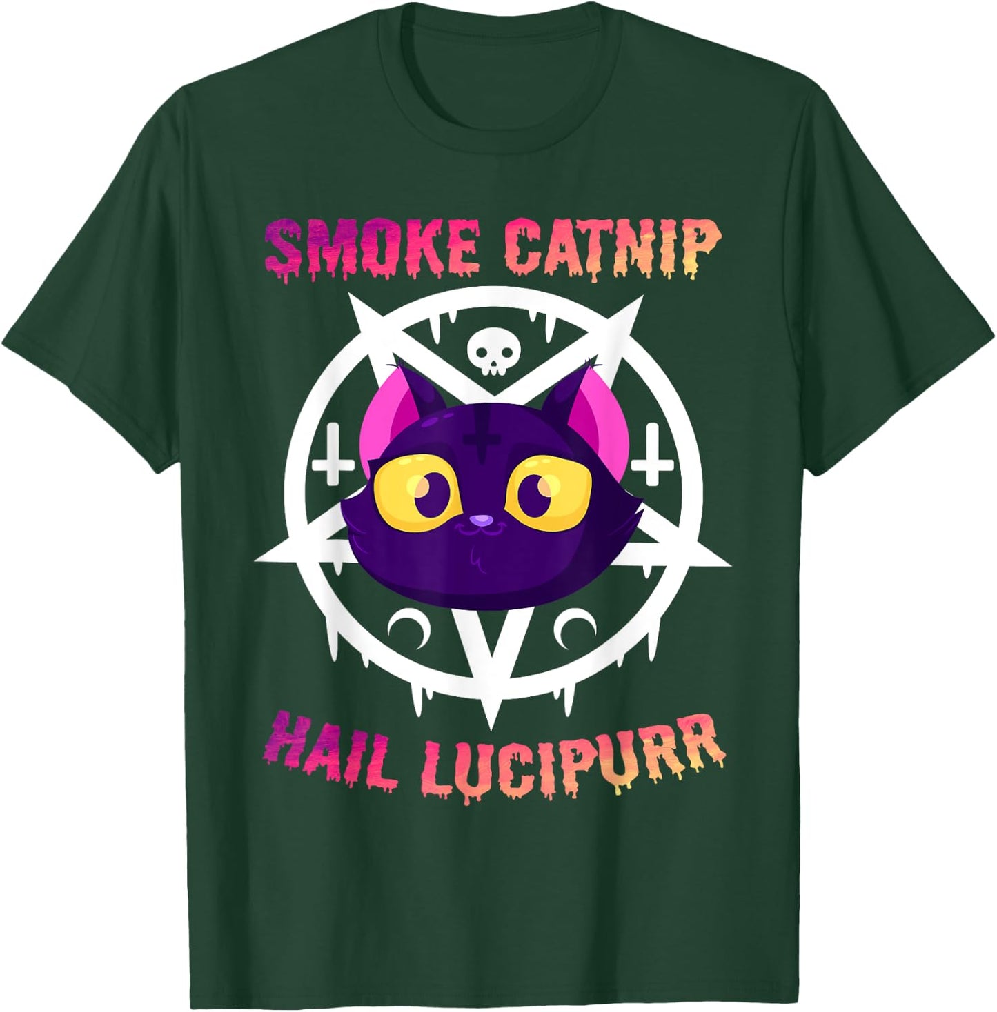 Smoke Catnip Hail Lucipurr, Funny Satanic Cat KittyCorn Meme Women T-Shirt - T-Shirt | Forest