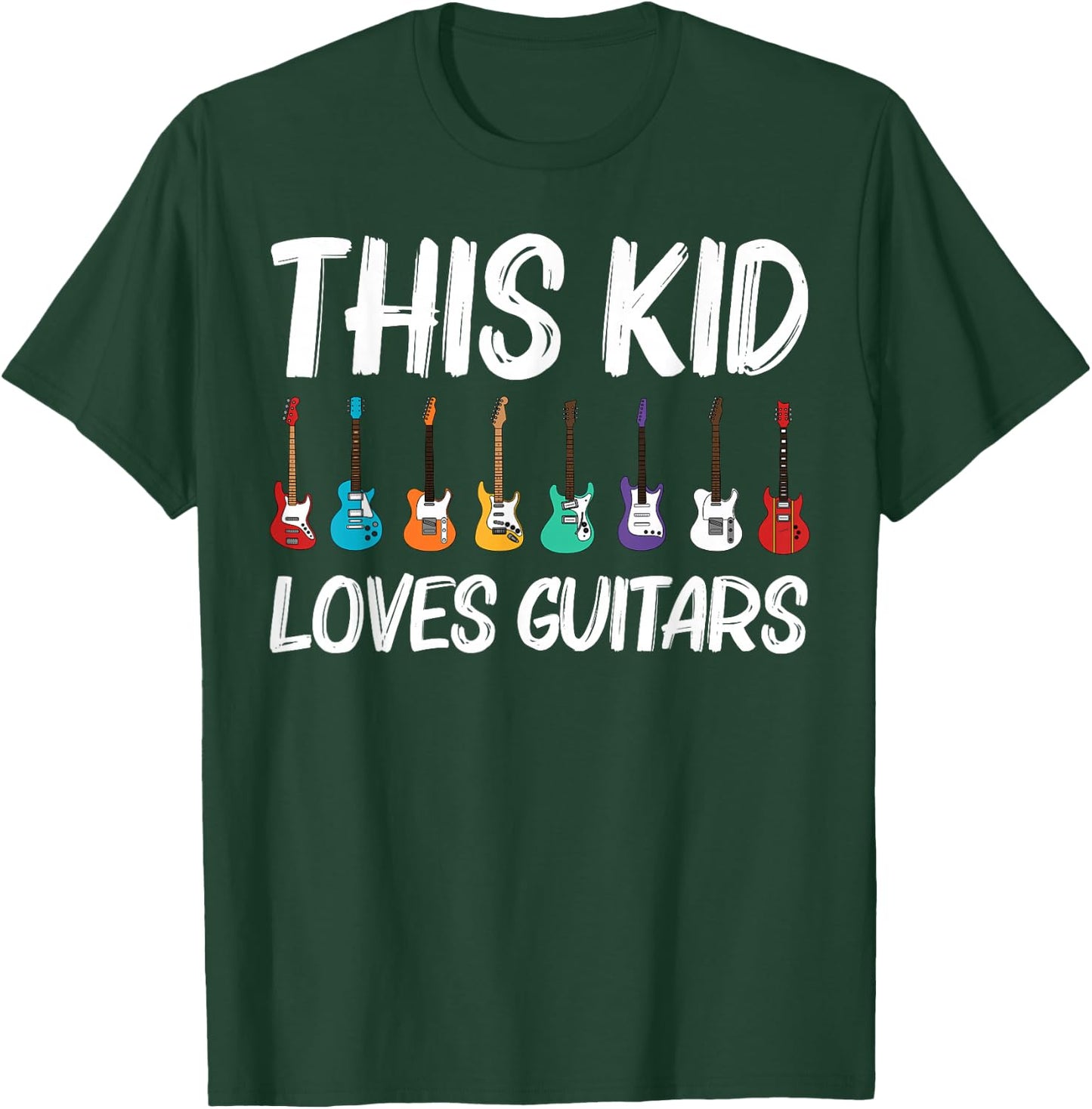 Cool Guitar Gift Kids Boys Acoustic Guitarist Band Music T-Shirt - T-Shirt | Forest