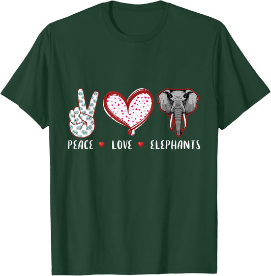 Love of Peace Elephant Gifts Women Children T-Shirt - T-Shirt | Forest