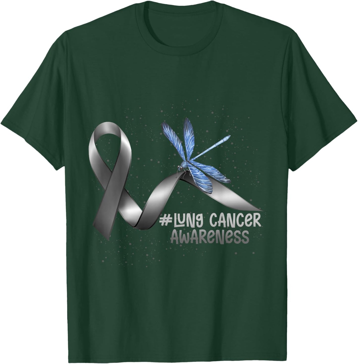 Dragonfly White Ribbon Lung Cancer Awareness T-Shirt - T-Shirt | Forest