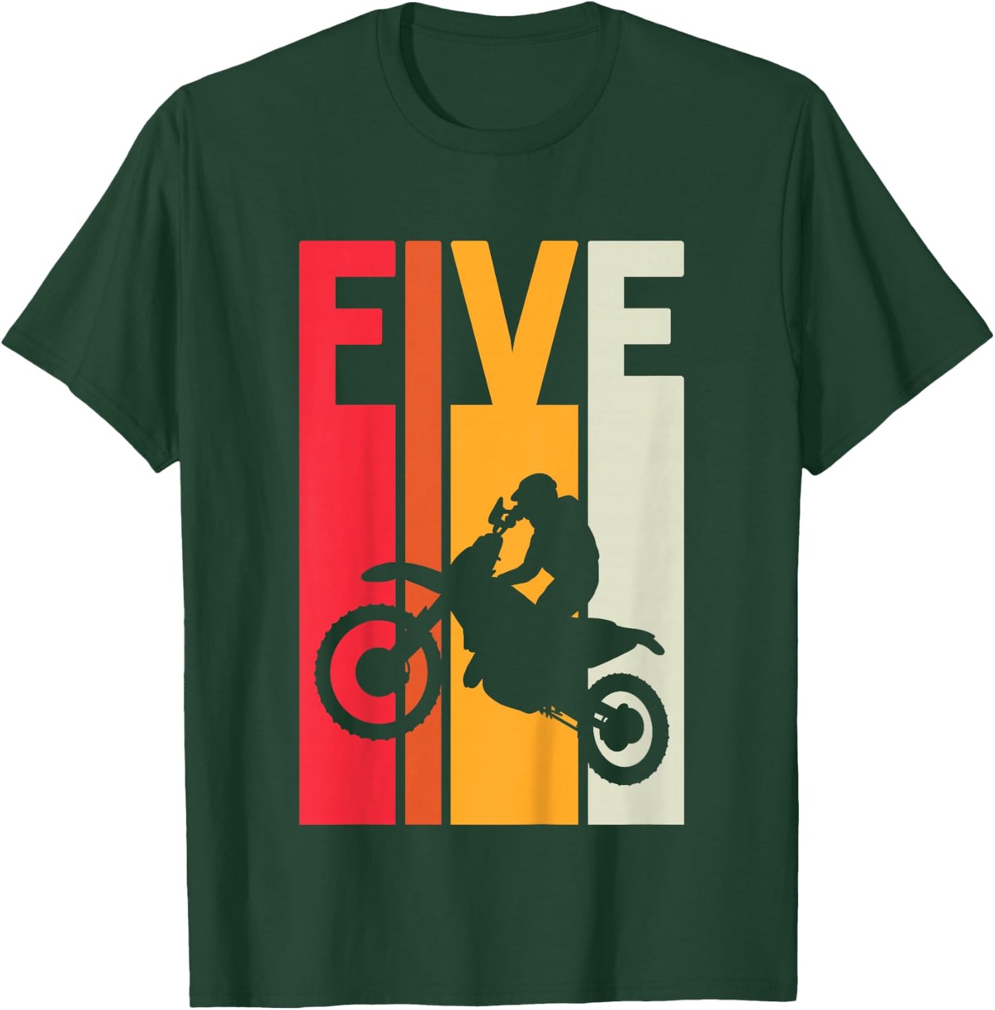 5th Birthday Retro Motocross 5 Years Boys Girl Dirt Bike T-Shirt - T-Shirt | Forest