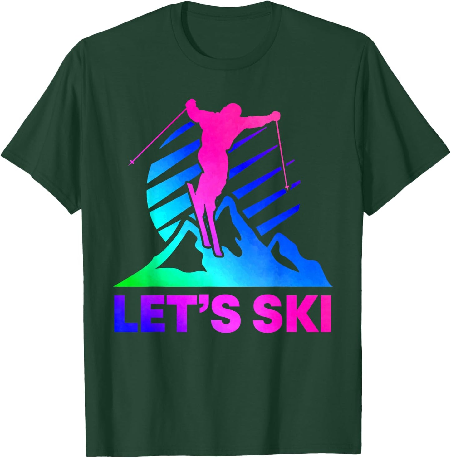 Retro Ski Vintage 80s 90s Skiing Outfit T-Shirt - T-Shirt | Forest