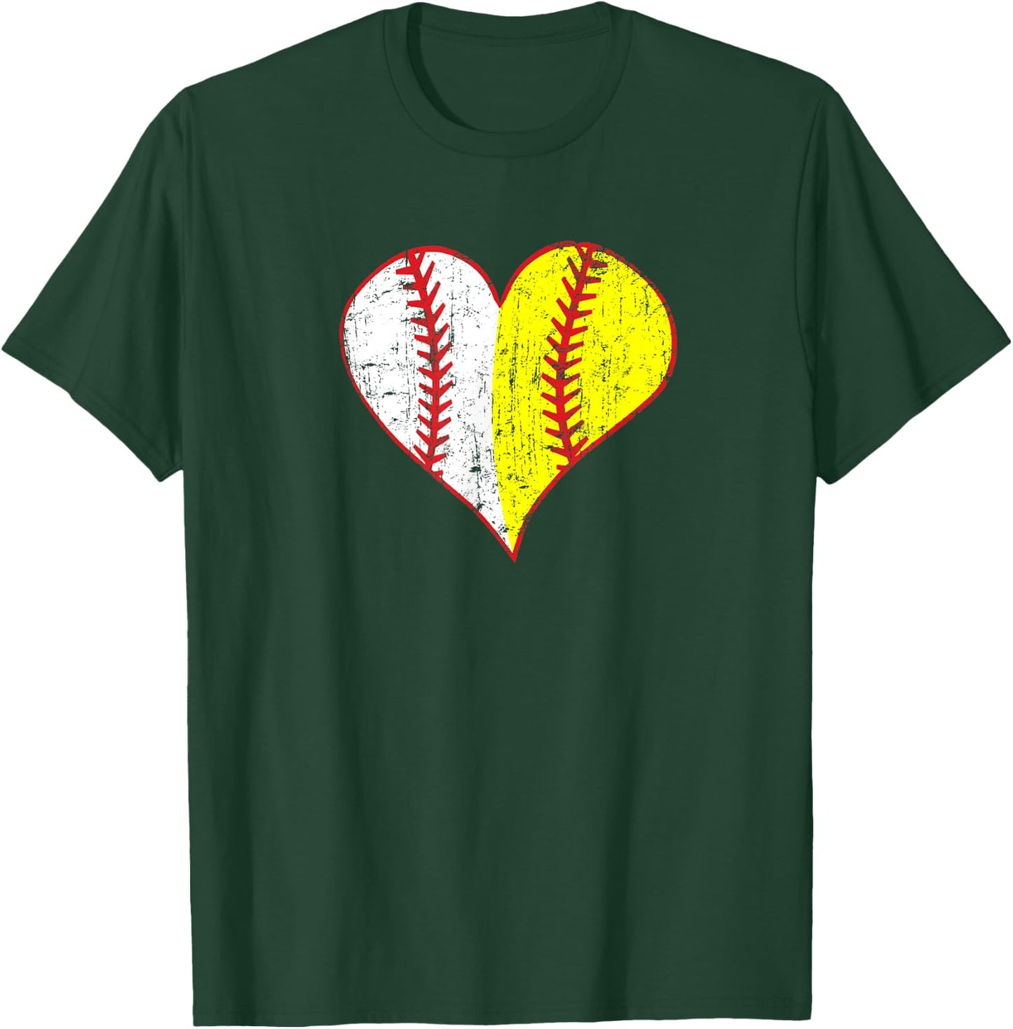 Cute Love Baseball Fast Pitch Softball Heart Baseball Mom T-Shirt - T-Shirt | Forest