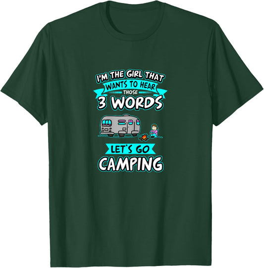 Let's go camping, 3 words T-Shirt - T-Shirt | Forest
