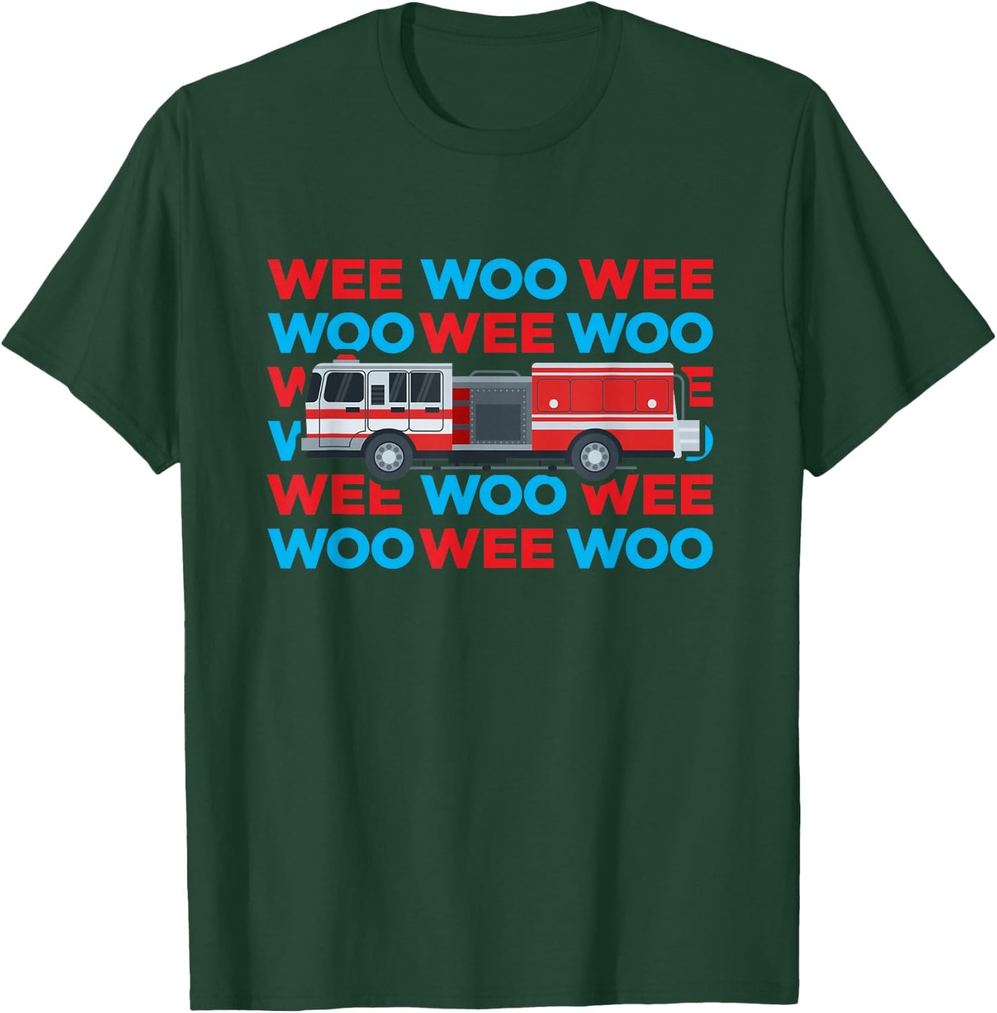 Fire Truck Engine Firefighter for Kids Wee Woo Emergency T-Shirt - T-Shirt | Forest
