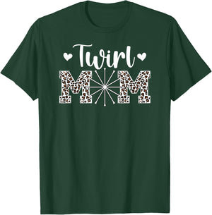 Twirl Mom Leopard Baton Twirling Mom Baton Twirl Mother T-Shirt - T-Shirt | Forest