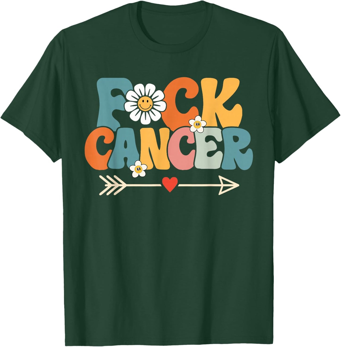 Groovy Fuck Cancer, I Hate Cancer, Breast Cancer Awareness T-Shirt - T-Shirt | Forest