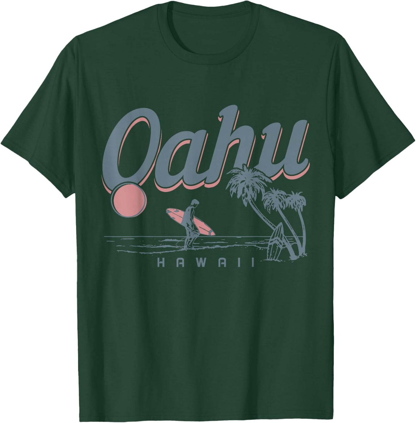 Oahu Hawaii Surf North Shore Vintage Souvenir Surfing Surfer T-Shirt - T-Shirt | Forest