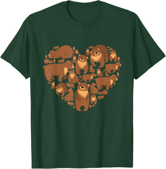 Grizzly Bear lover heart bear love camping hiking men women T-Shirt - T-Shirt | Forest