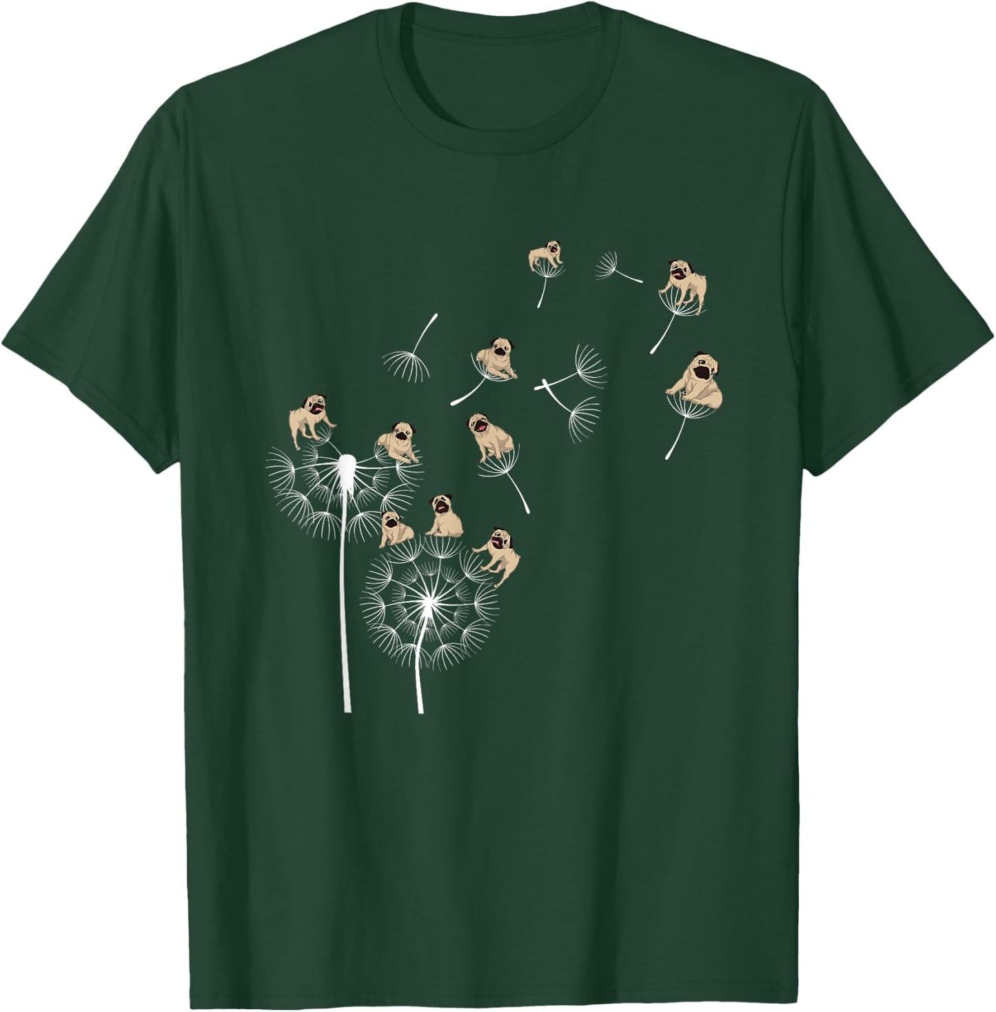 Cute Dog Breed Dog Lover Pet Animal Owner Dandelion Pug T-Shirt - T-Shirt | Forest