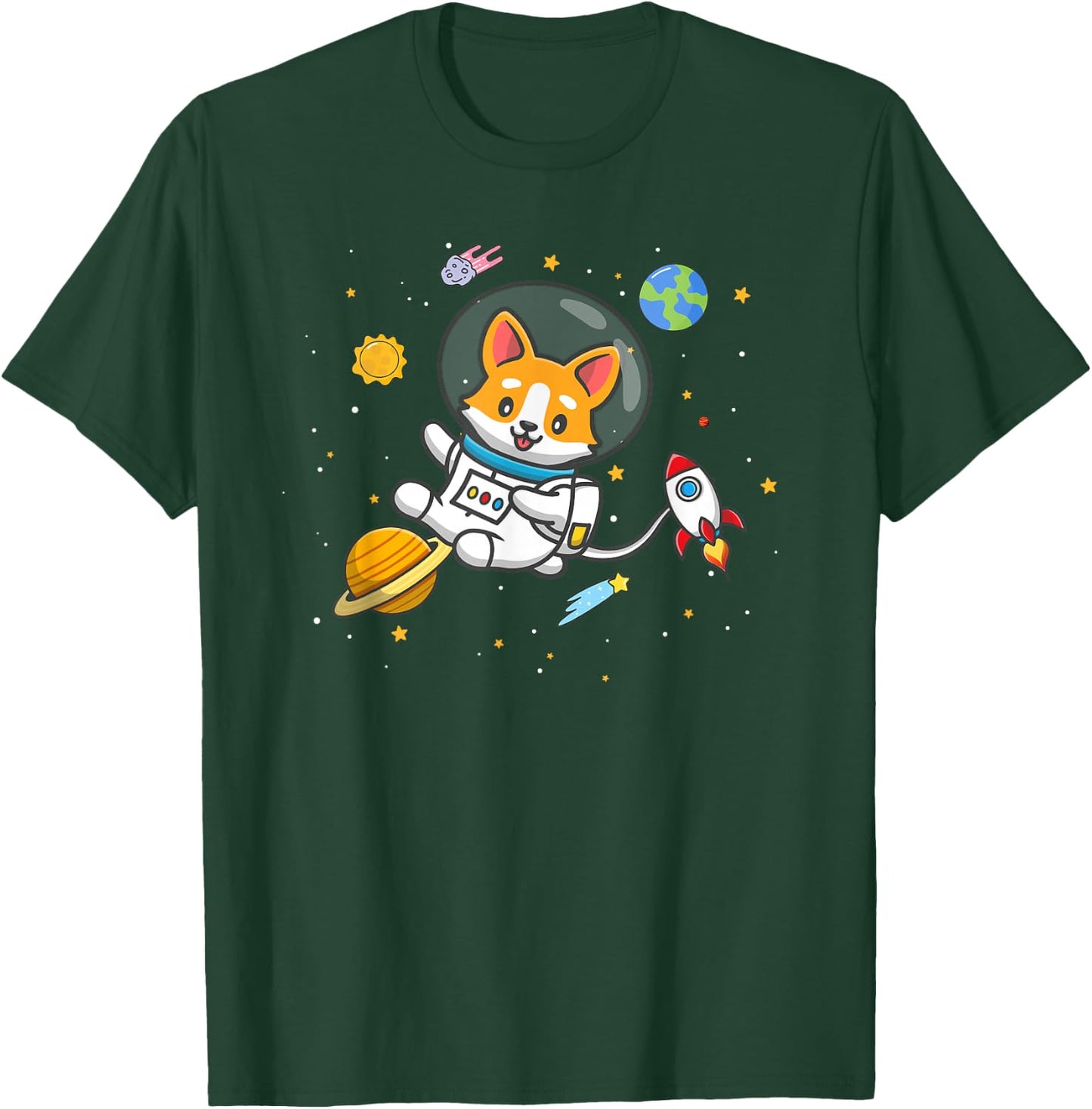 Funny Kids Boys Kawaii Space Pembroke Welsh Corgi Dog Lover T-Shirt - T-Shirt | Forest
