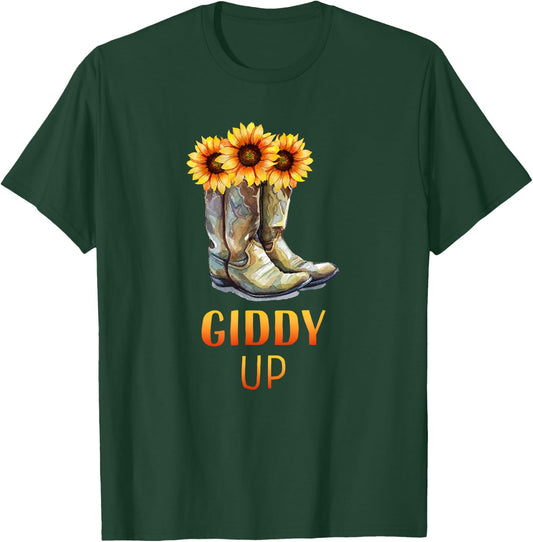 Giddy Up Cowgirl Boots T-Shirt - T-Shirt | Forest
