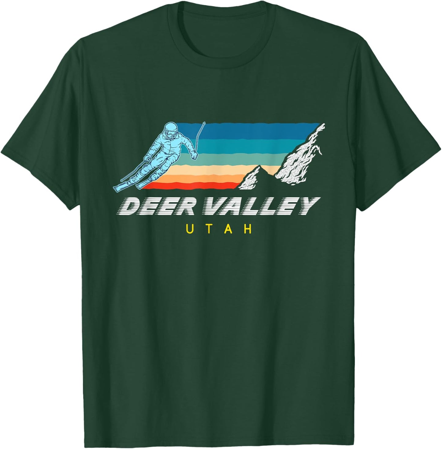 Deer Valley, Utah - USA Ski Resort 1980s Retro T-Shirt - T-Shirt | Forest