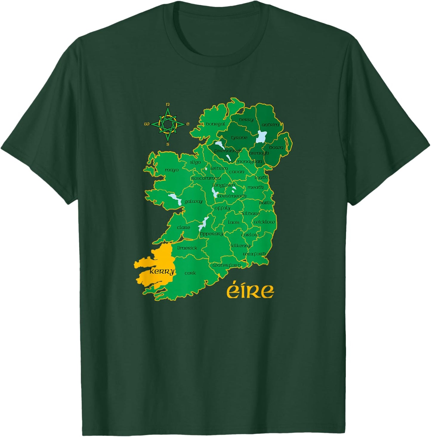 Kerry Ireland County Map Eire Irish Travel T-Shirt - T-Shirt | Forest