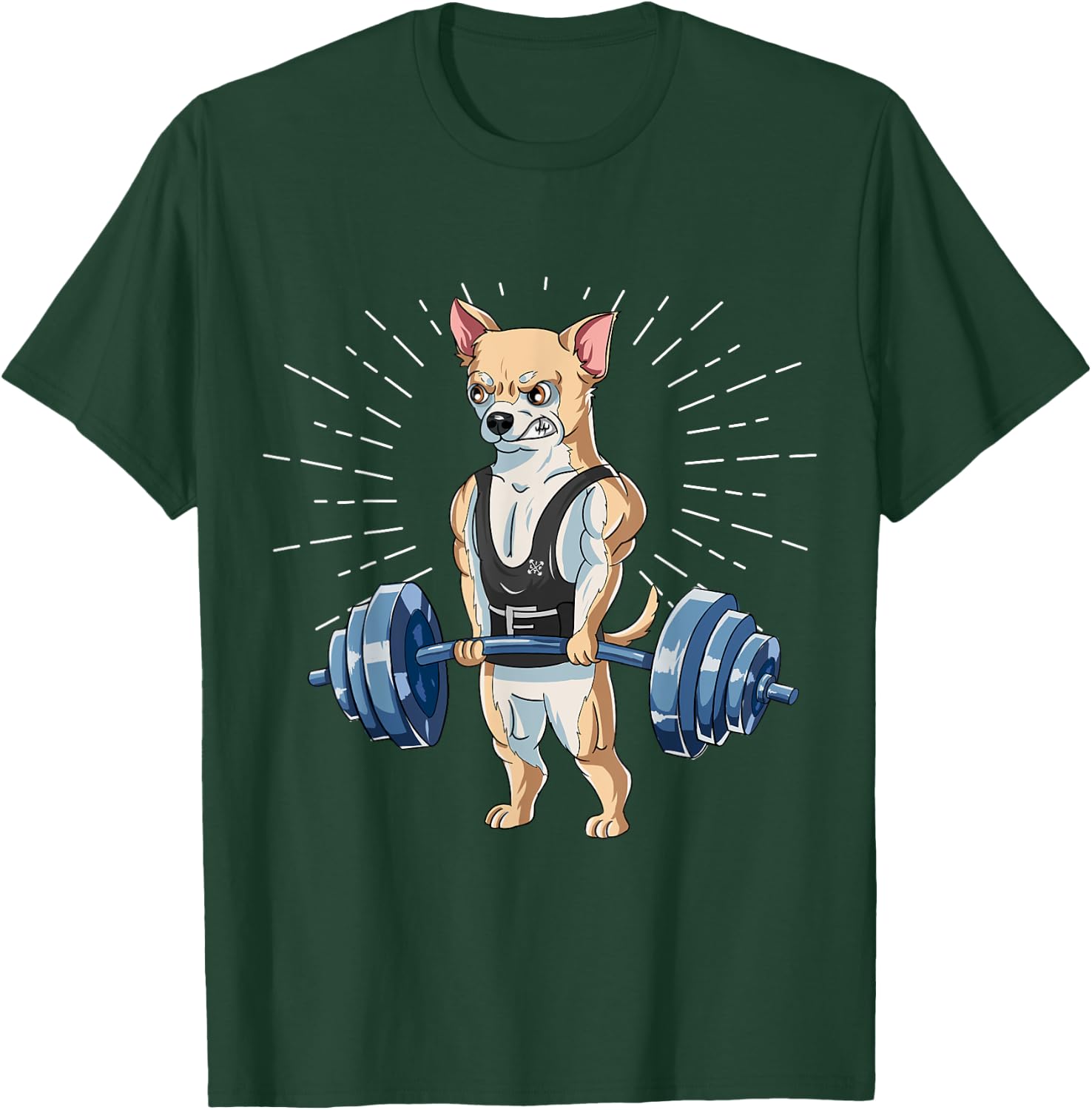 Chihuahua Deadlift Fitness Gym Weightlifting T-Shirt - T-Shirt | Forest