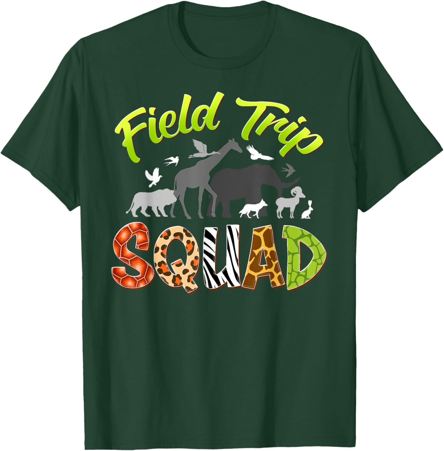 Field Trip Squad Zoo Crew Wild Animals Safari Animal Lover T-Shirt - T-Shirt | Forest