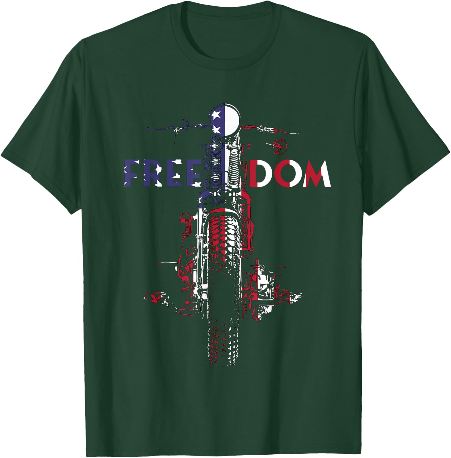 Freedom USA Flag Vintage Springer Bobber HD Motorcycle Biker Women Men T-Shirt - T-Shirt | Forest