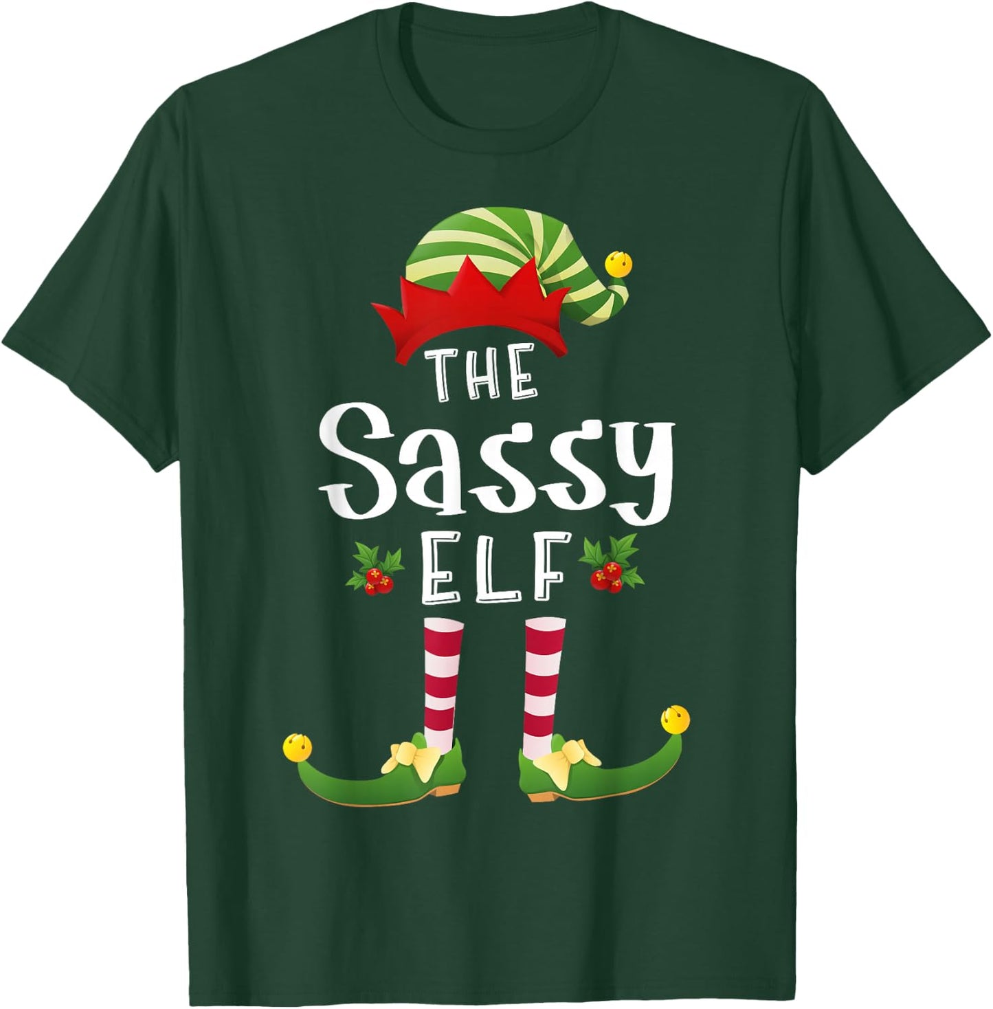 Sassy Christmas Elf Matching Pajama X-Mas Party T-Shirt - T-Shirt | Forest