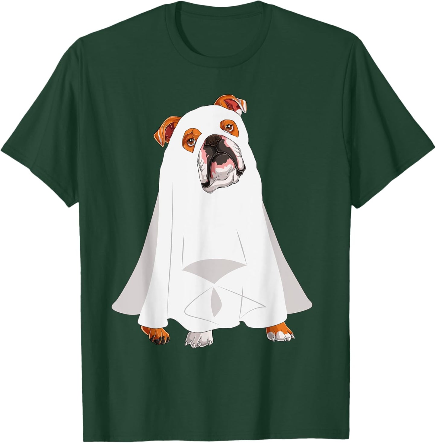 English Bulldog Ghost Pumpkin Halloween Fall Dog Lover Women T-Shirt - T-Shirt | Forest