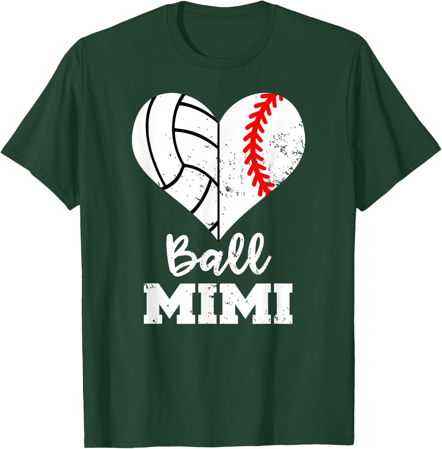 Ball Mimi Funny Baseball Volleyball Heart T-Shirt - T-Shirt | Forest