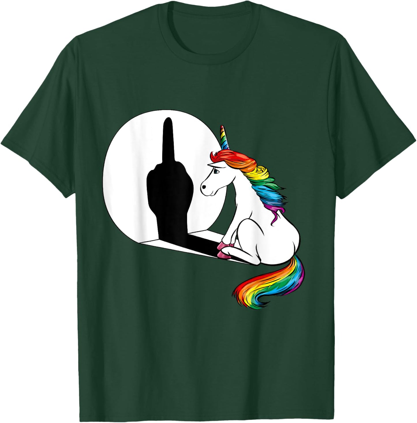 Unicorn Sarcasm Funny Shadow Unicorn Middle Finger T-Shirt - T-Shirt | Forest