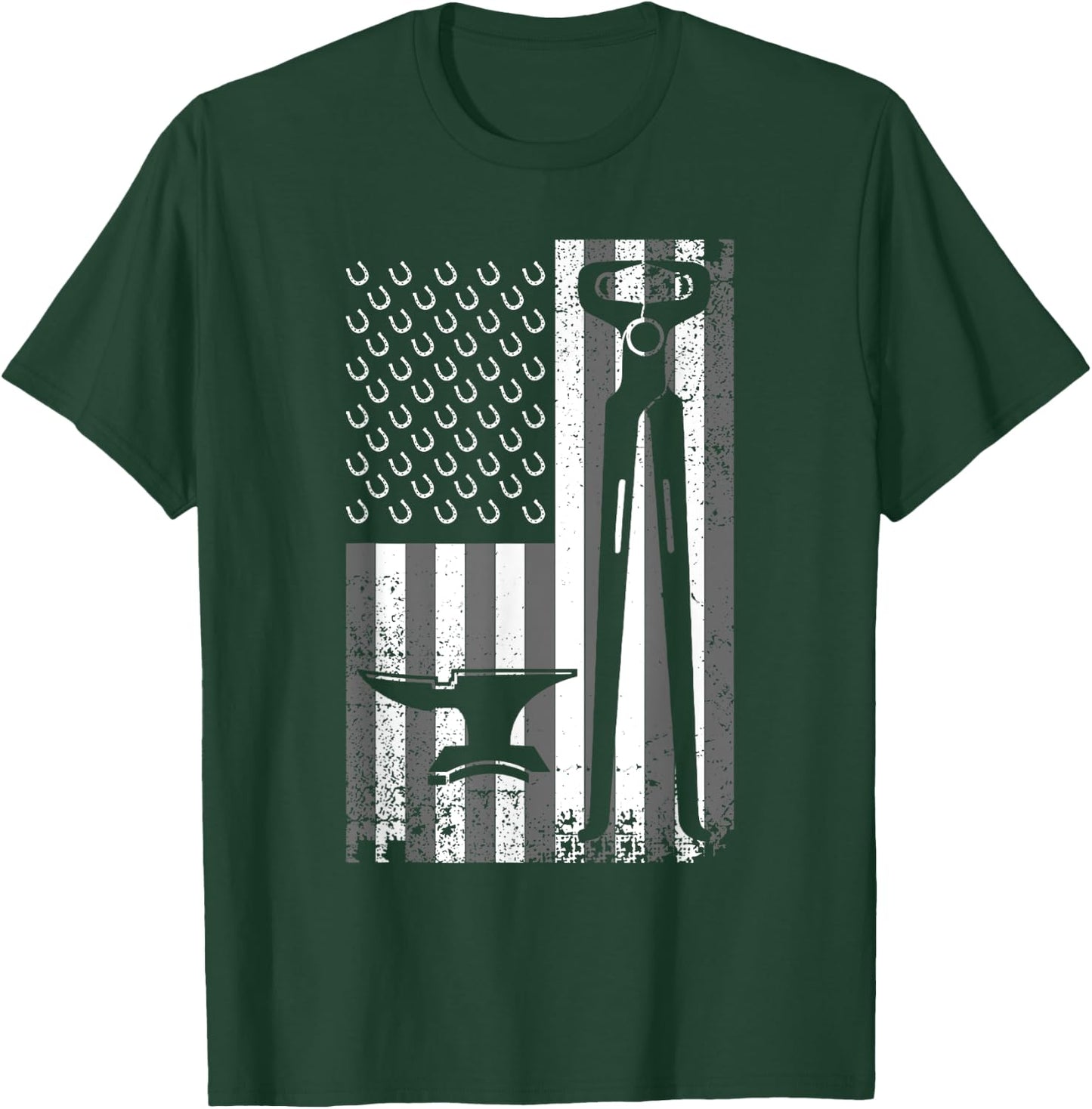 Funny Farrier Gift Cool Farrier Tools American Flag T-Shirt - T-Shirt | Forest