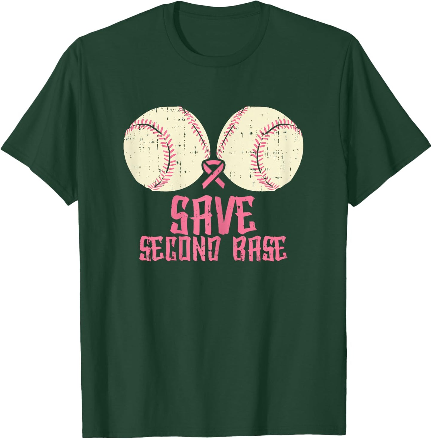 Save Baseball Boobs Softball Funny Breast Cancer Women Gift T-Shirt - T-Shirt | Forest