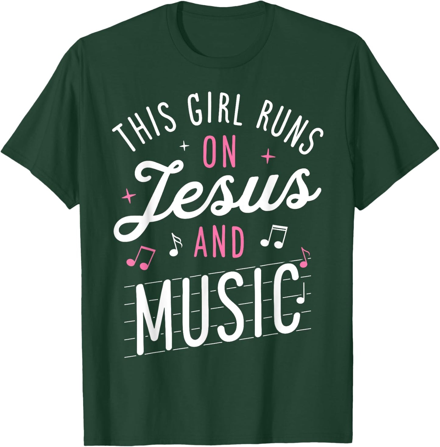 This Girl Runs On Jesus And Music Lover Christian Women Gift T-Shirt - T-Shirt | Forest
