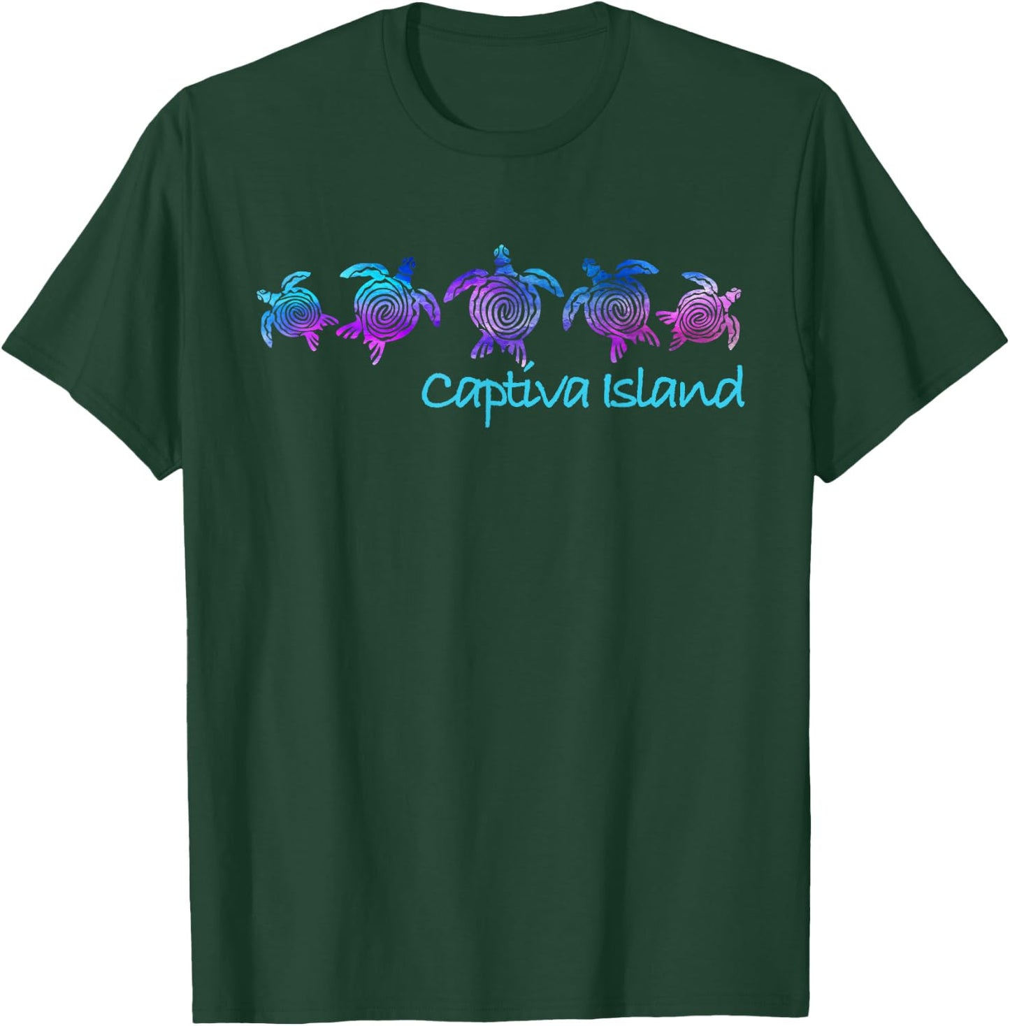 Captiva Island Beach Design / Tribal Turtle Gift T-Shirt - T-Shirt | Forest