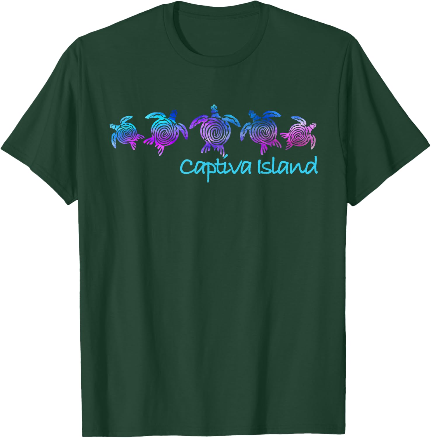 Captiva Island Beach Design / Tribal Turtle Gift T-Shirt - T-Shirt | Forest