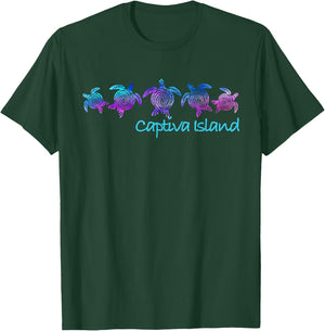 Captiva Island Beach Design / Tribal Turtle Gift T-Shirt - T-Shirt | Forest