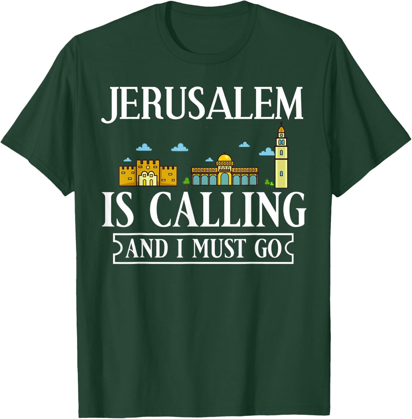 Jerusalem Israel City Skyline Map Travel T-Shirt - T-Shirt | Forest