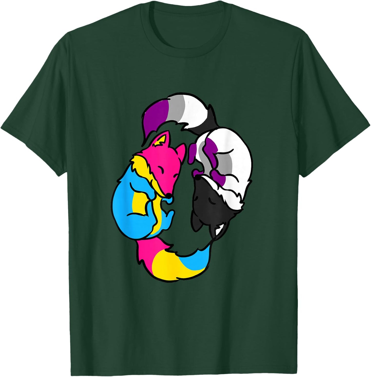 Yin Yang Foxes Demipansexual Flag T-Shirt - T-Shirt | Forest
