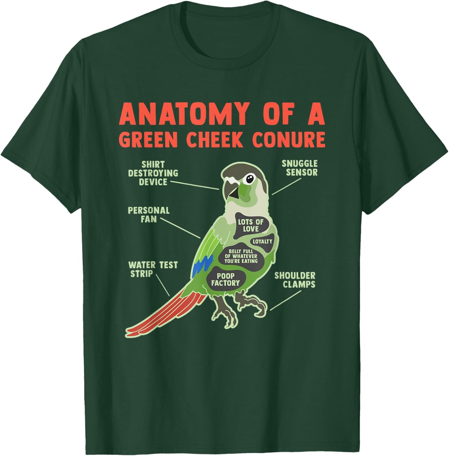 Funny Green Cheek Conure Bird Lover Pineapple Parrot Gifts T-Shirt - T-Shirt | Forest