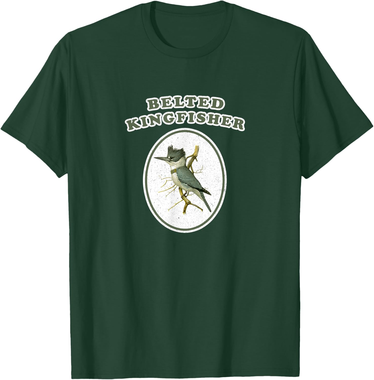 Retro Belted Kingfisher Vintage Bird T-Shirt - T-Shirt | Forest