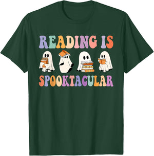 Ghost Reading Is Spooktacular Halloween Ghost Reading Books T-Shirt - T-Shirt | Forest
